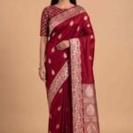 Red Semi Kataan Silk Banarasi Saree