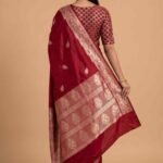 Red Semi Kataan Silk Banarasi Saree