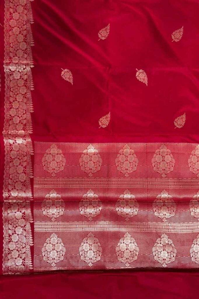 Red Semi Kataan Silk Banarasi Saree