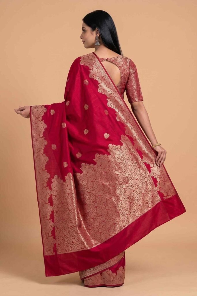 Red Semi Silk Banarasi Saree