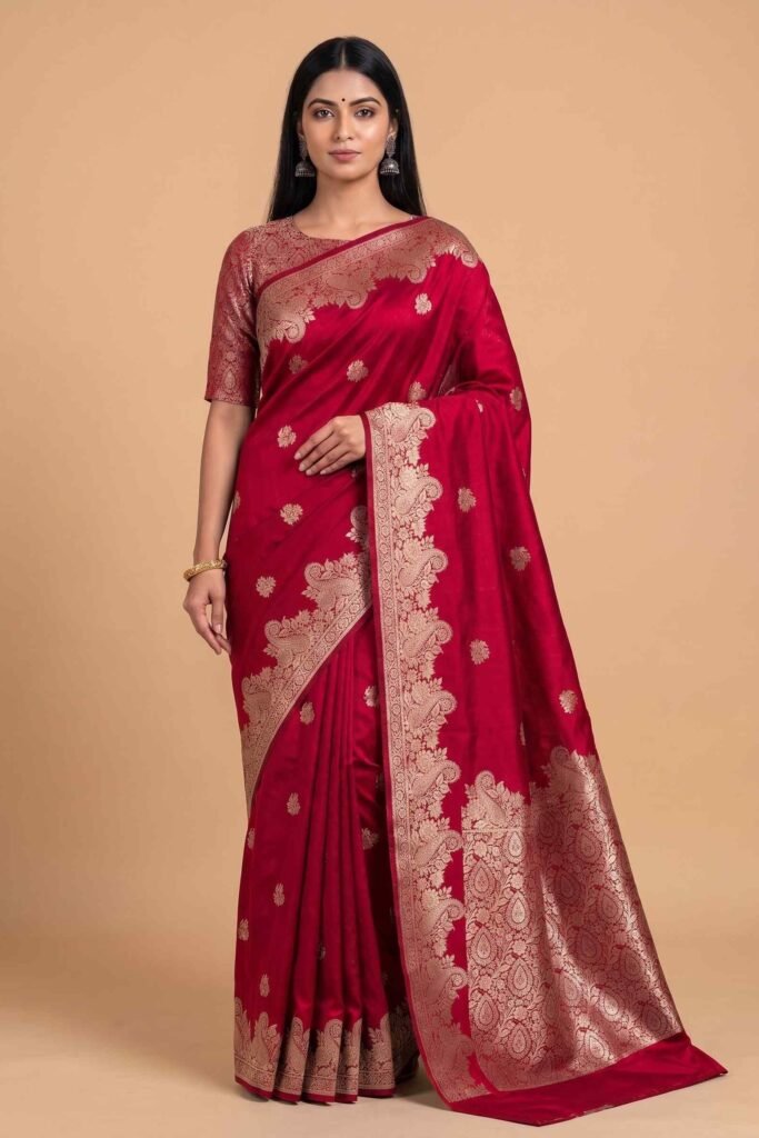 Red Semi Silk Banarasi Saree