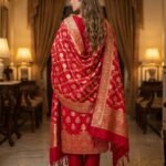 Red Semi Silk Dress Material