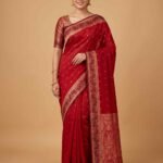 Red cotton silk banarasi saree