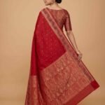 Red Cotton Silk Pure Banarasi Saree