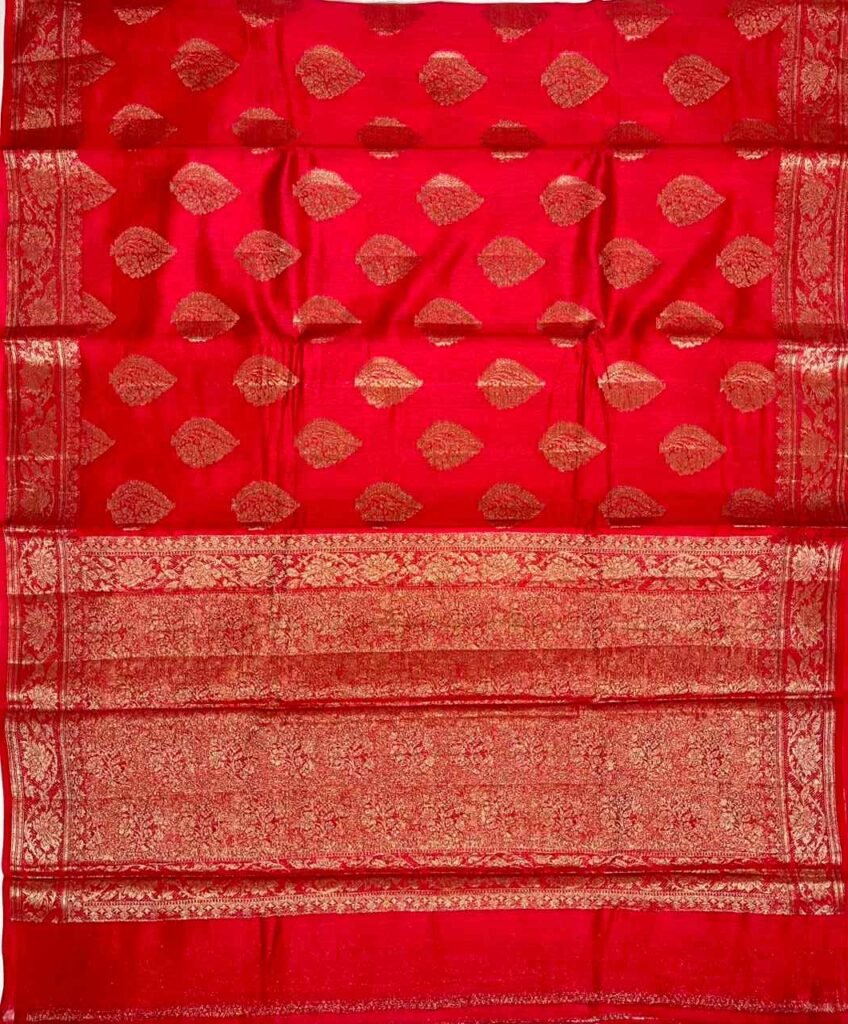 Red Pure Cotton Silk Banarasi Saree