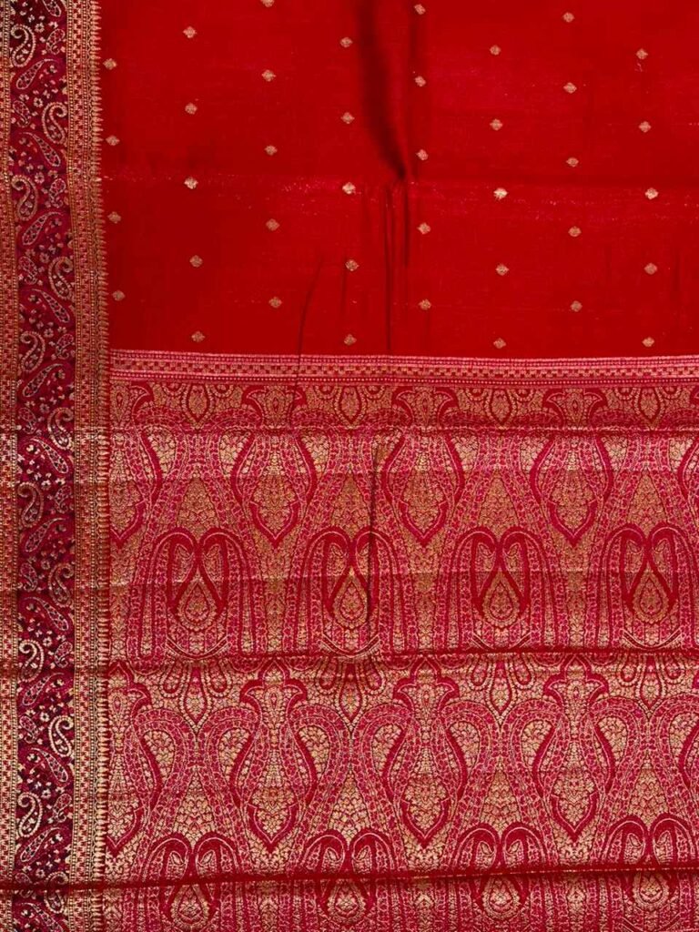 Red Cotton Silk Pure Banarasi Saree