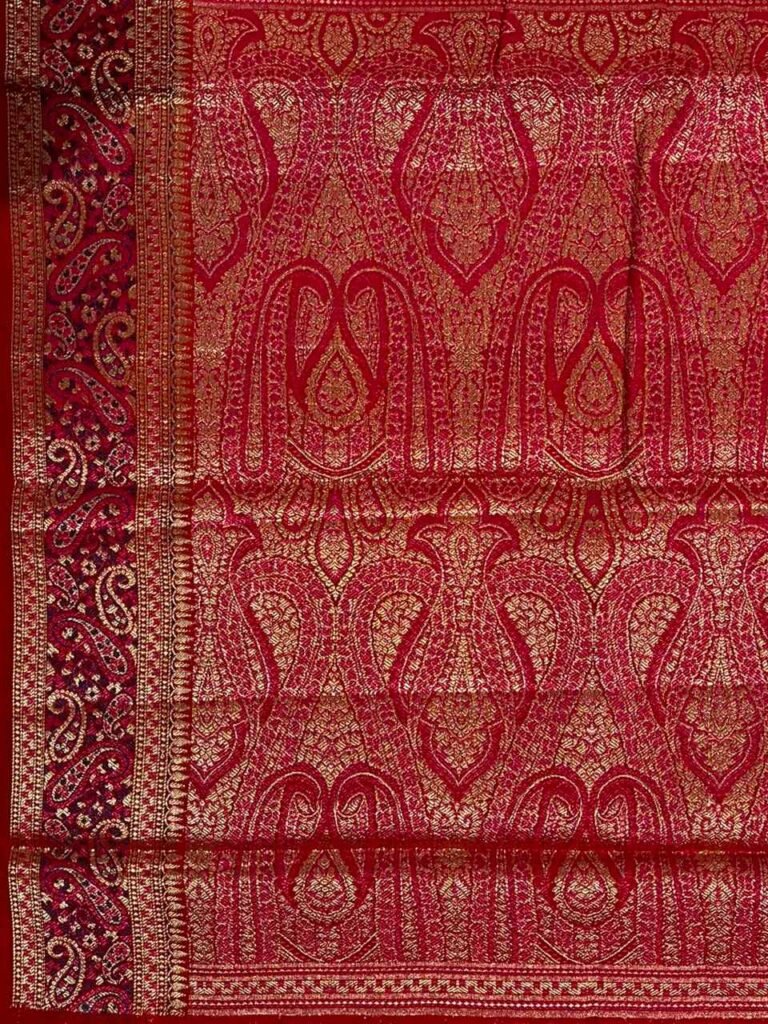 Red cotton silk banarasi saree