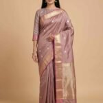 Rosegold Semi Kataan Silk Banarasi Saree