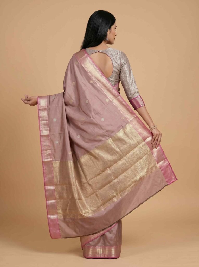Rose Gold Semi Silk Banarasi Saree