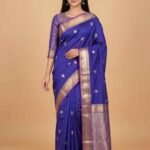 Royal Blue Semi Kataan Silk Banarasi Saree