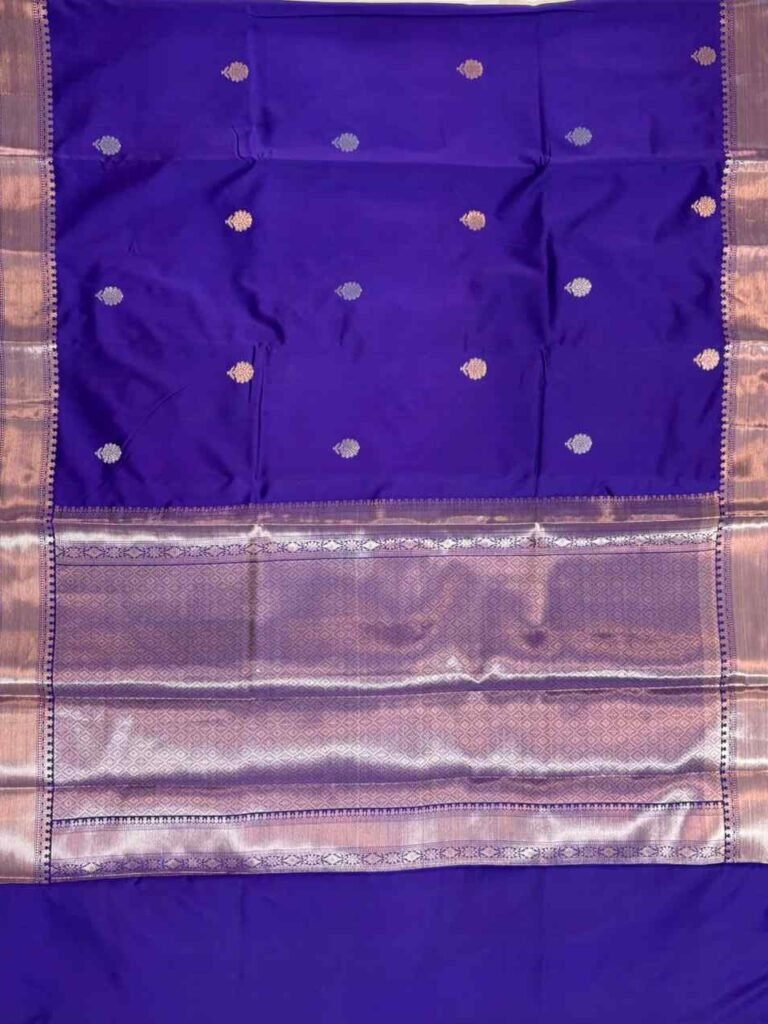 Royal Blue Semi Silk Banarasi Saree