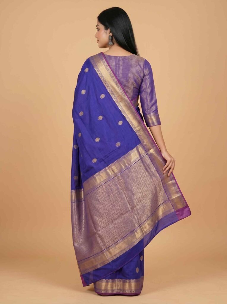 Royal Blue Semi Silk Banarasi Saree