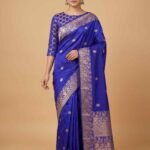 Royal Blue Semi Kataan Silk Saree
