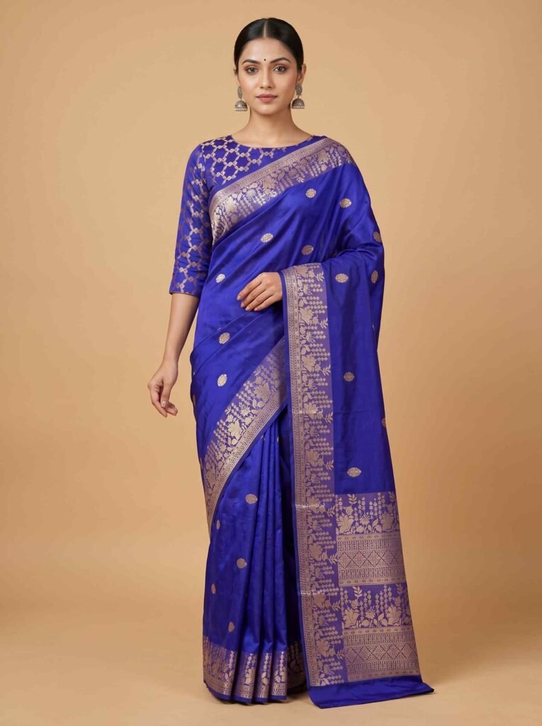 Royal Blue Semi Kataan Silk Saree
