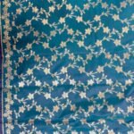 Teal Blue Semi Silk Banarasi Saree