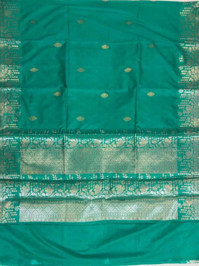 Turquoise Semi Silk Banarasi Saree