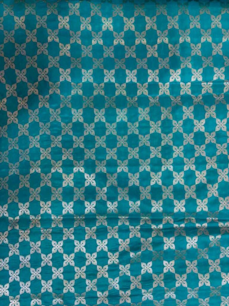 Teal Blue Semi Silk Banarasi Saree