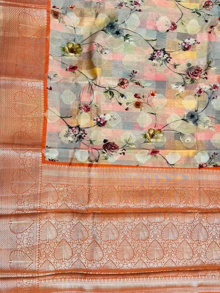 Digital Print Cotton Silk Pure Banarasi Saree