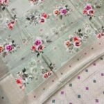 Pista Green Digital Print Cotton Silk Saree