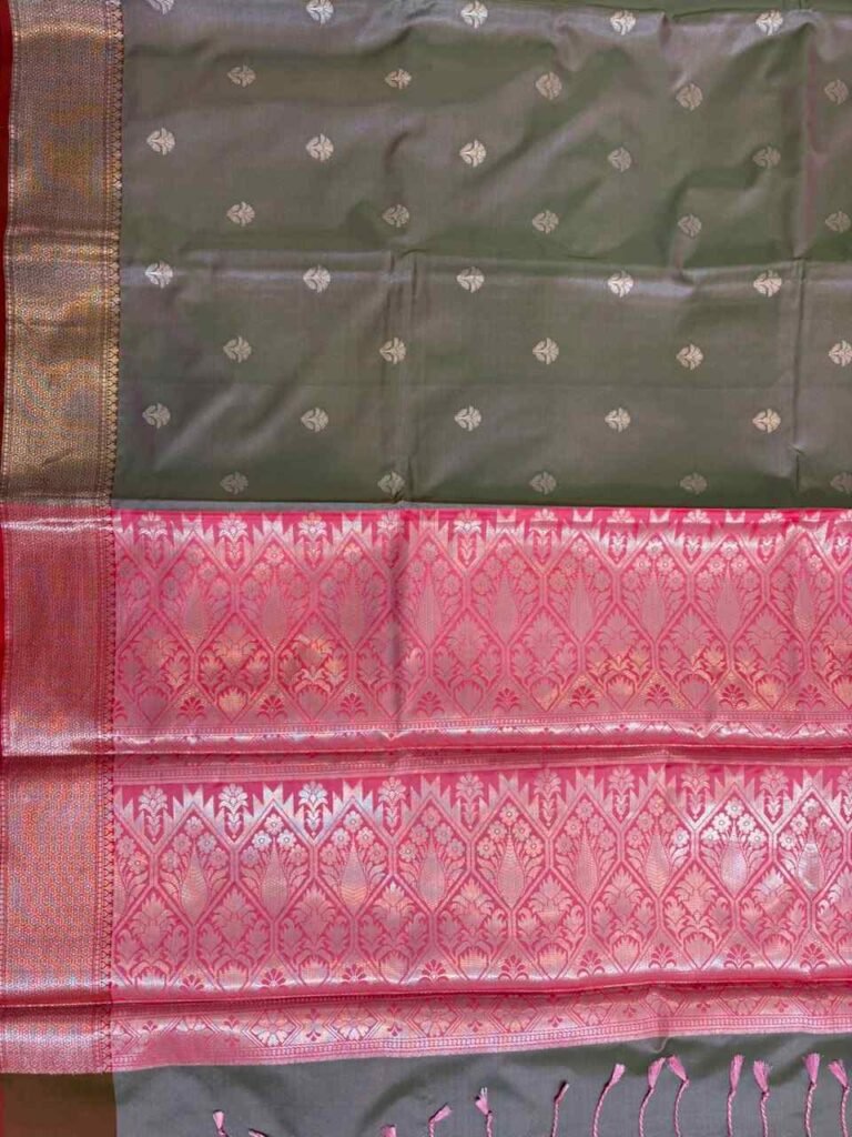 Sage Green Semi Silk Banarasi Style