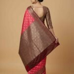 Banarasi Semi Kataan Silk Saree Fusia Pink Colour