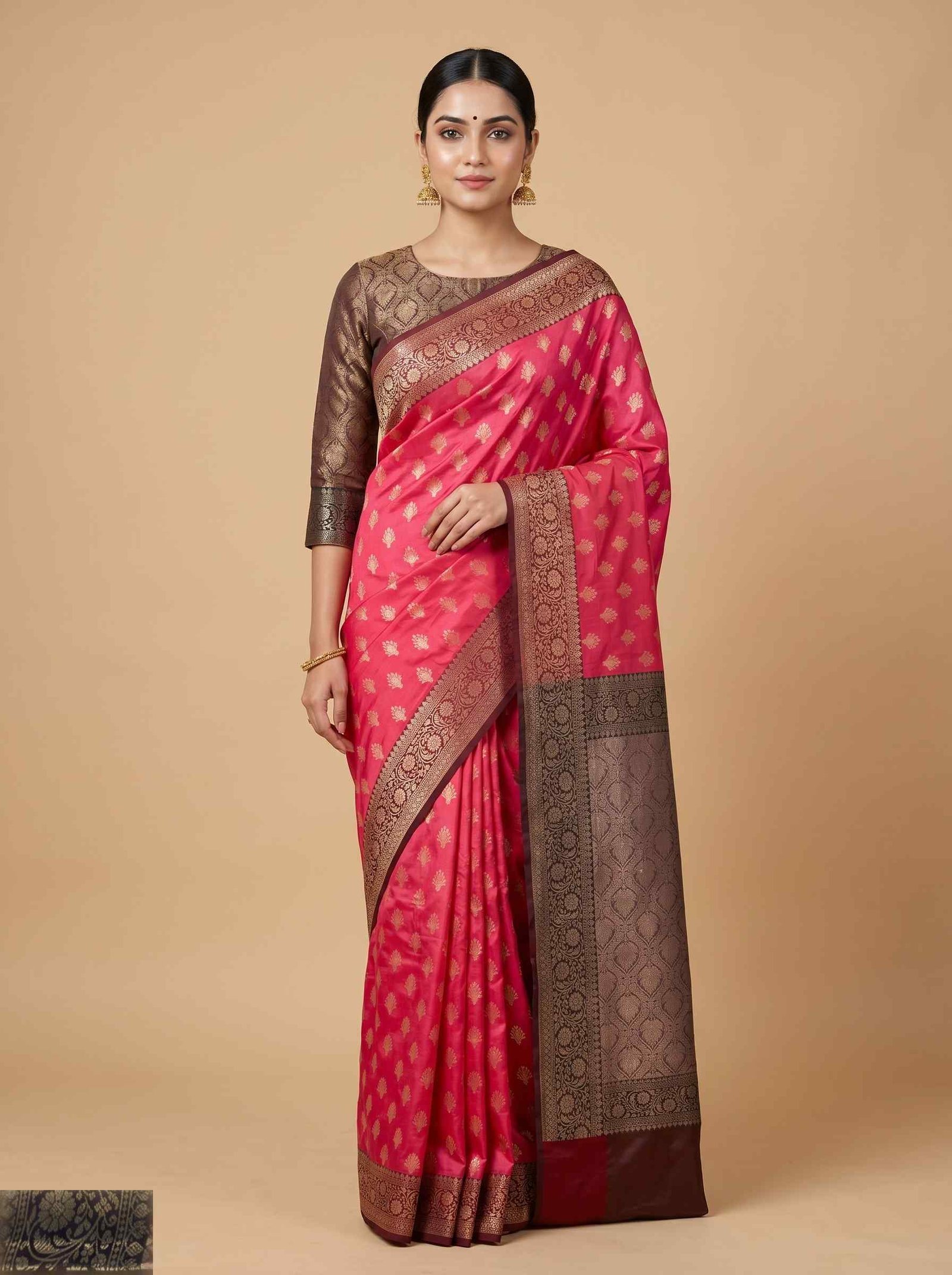 Pink Semi Kataan Silk Banarasi Saree