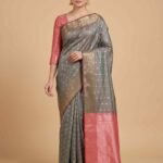 Banarasi Semi Kataan Silk Saree Grey Colour