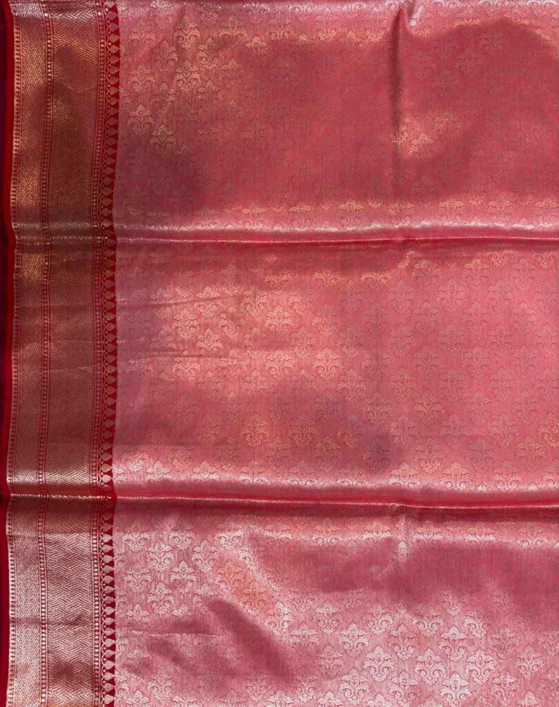 Rose Pink Semi Kataan Silk Banarasi Saree