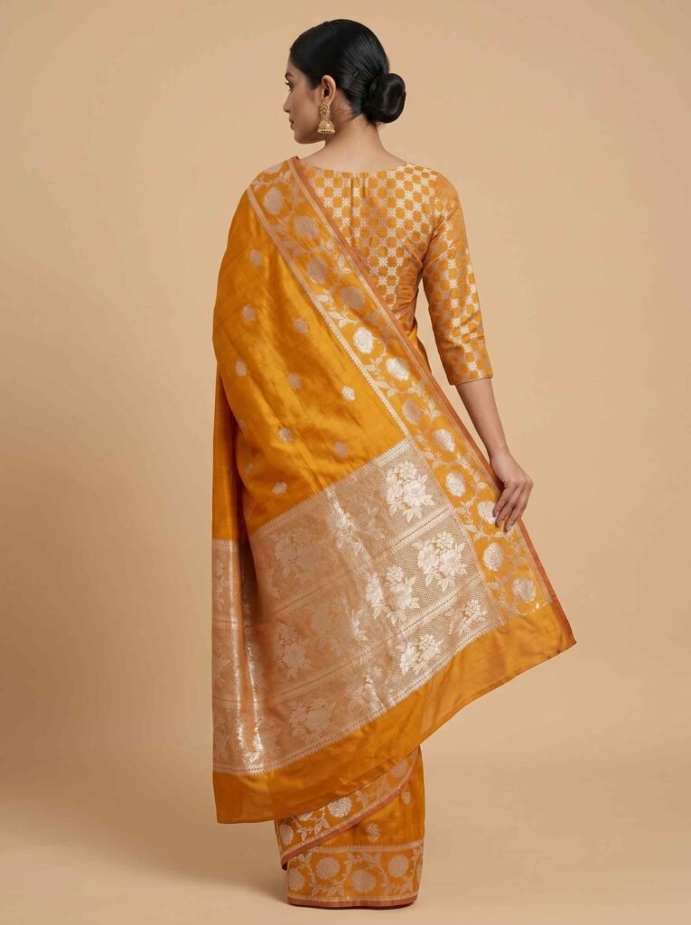 Orange Semi Silk Banarasi Saree