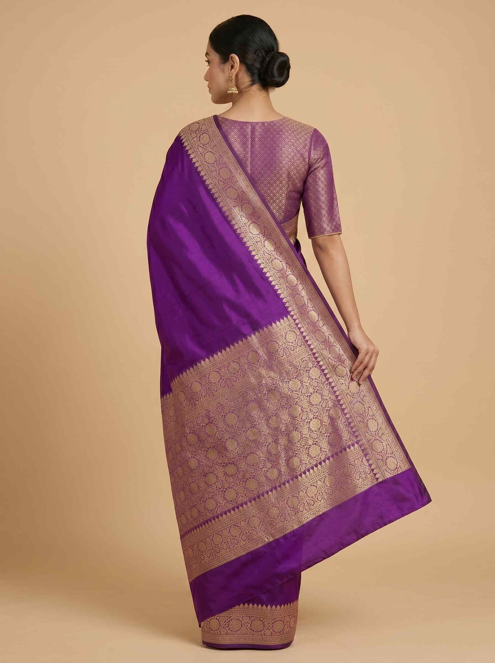 Purple Semi Kataan Silk Banarasi Saree