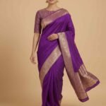Purple Semi Kataan Silk Banarasi Saree