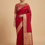 Banarasi Semi Kataan Silk Saree Red Colour