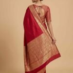 Banarasi Semi Kataan Silk Saree Red Colour