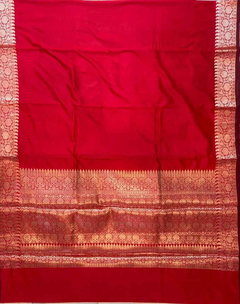 Red Semi Kataan Silk Banarasi Saree