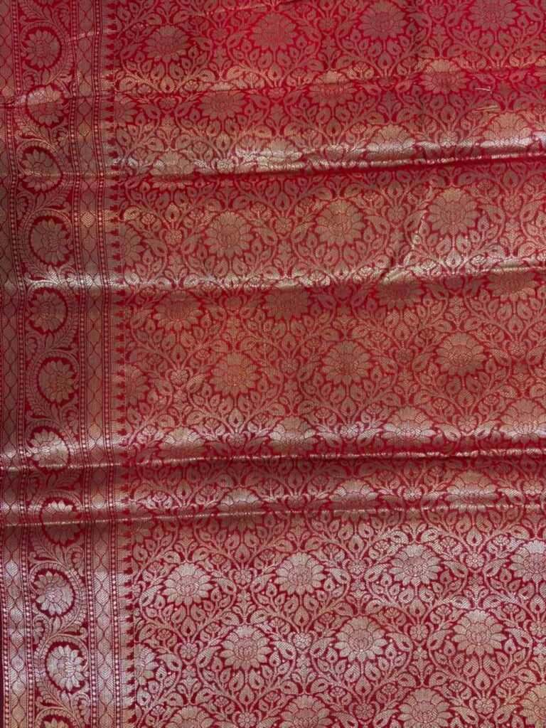 Red Semi Kataan Silk Banarasi Saree