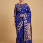 Banarasi Semi Kataan Silk Saree Royal Blue Colour