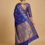 Royal Blue Semi Silk Banarasi Saree