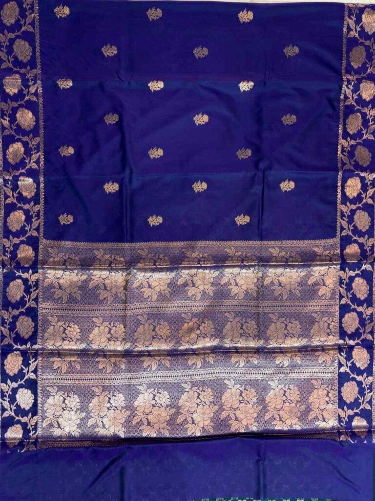 Royal Blue Semi Silk Banarasi Saree