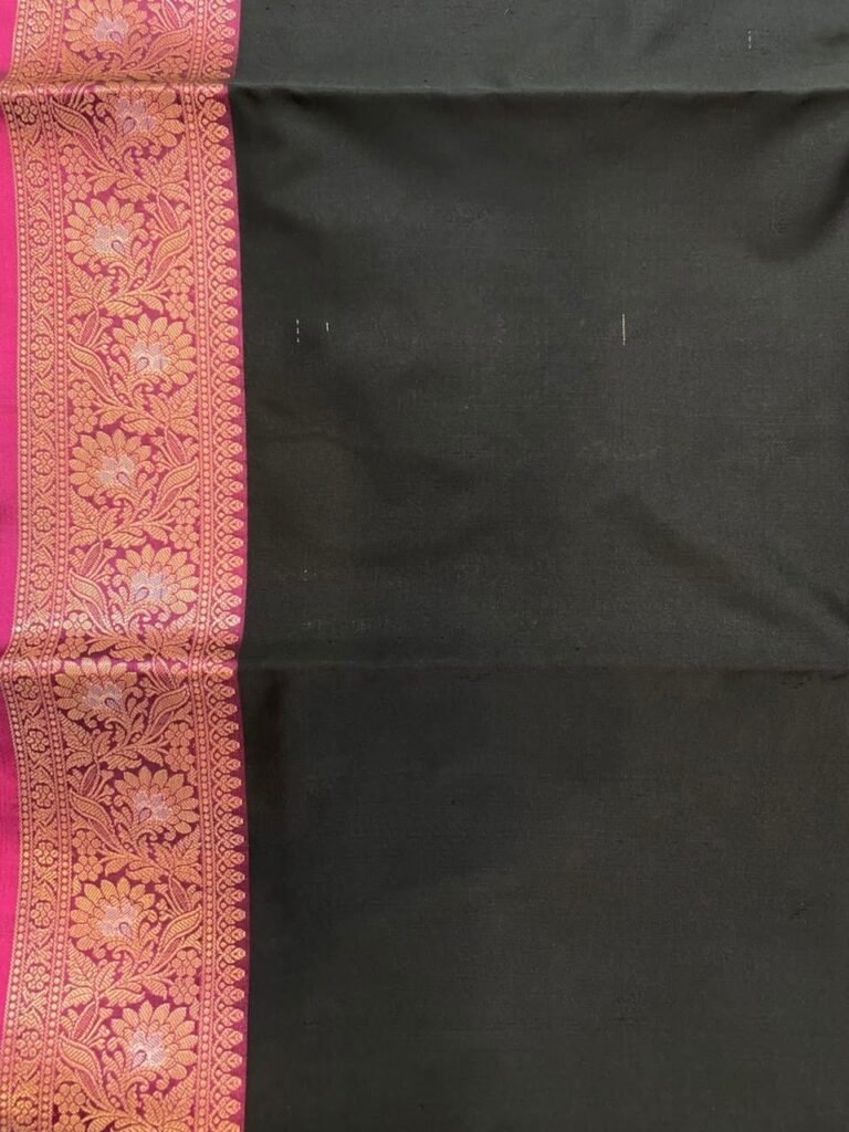 Black Semi Kataan Silk Banarasi Saree