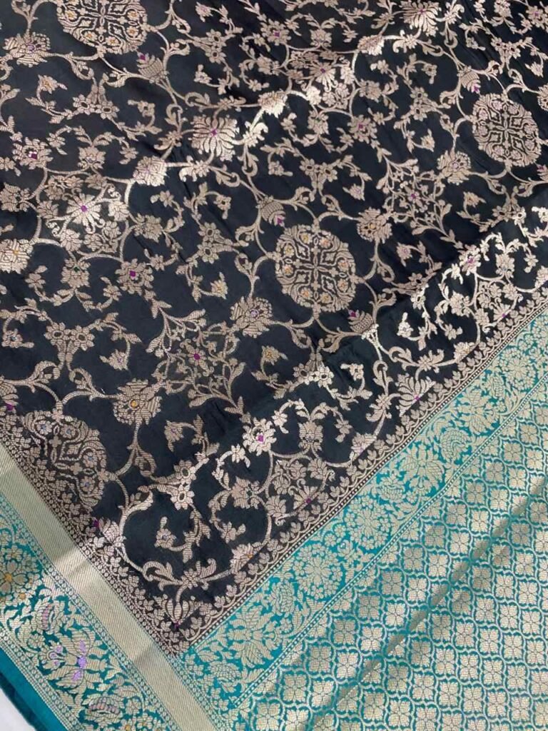 Black Chiniya Silk Pure Banarasi Saree