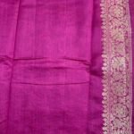 Premium Chiniya Silk Banarasi saree in purple and rani pink contrast with beautiful floral jaal zari work