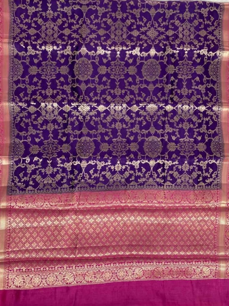 Purple Chiniya Silk Pure Banarasi Saree
