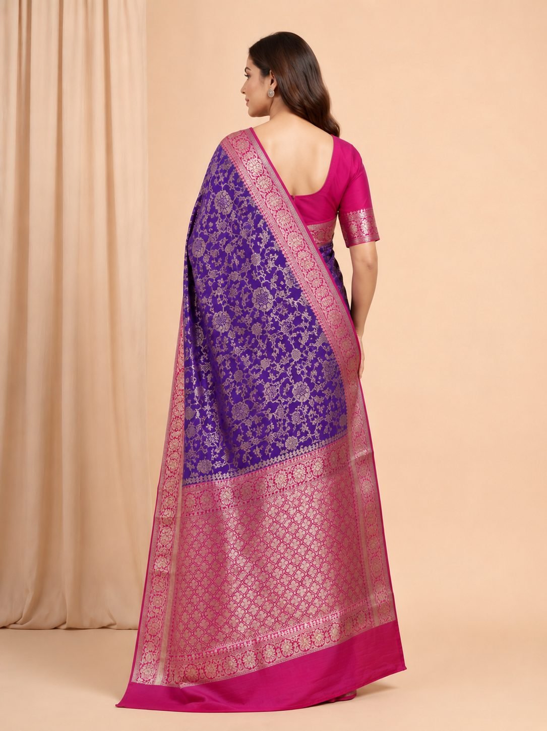 Purple Chiniya Silk Pure Banarasi Saree