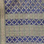 Premium cotton Bandhej Banarasi saree in blue with beautiful Bandhani work, floral zari border and detailed pallu