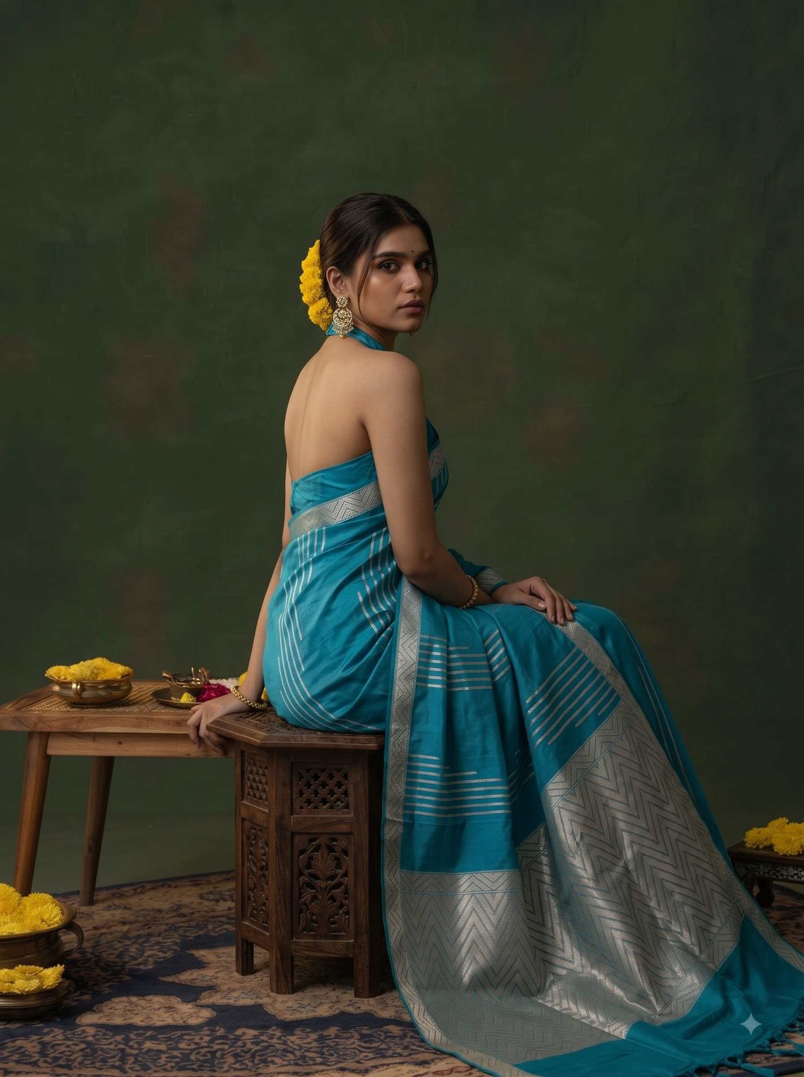 Sky Blue Handwoven Kataan Silk Pure Banarasi Saree