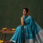 Sky Blue Kataan Silk Banarasi Saree