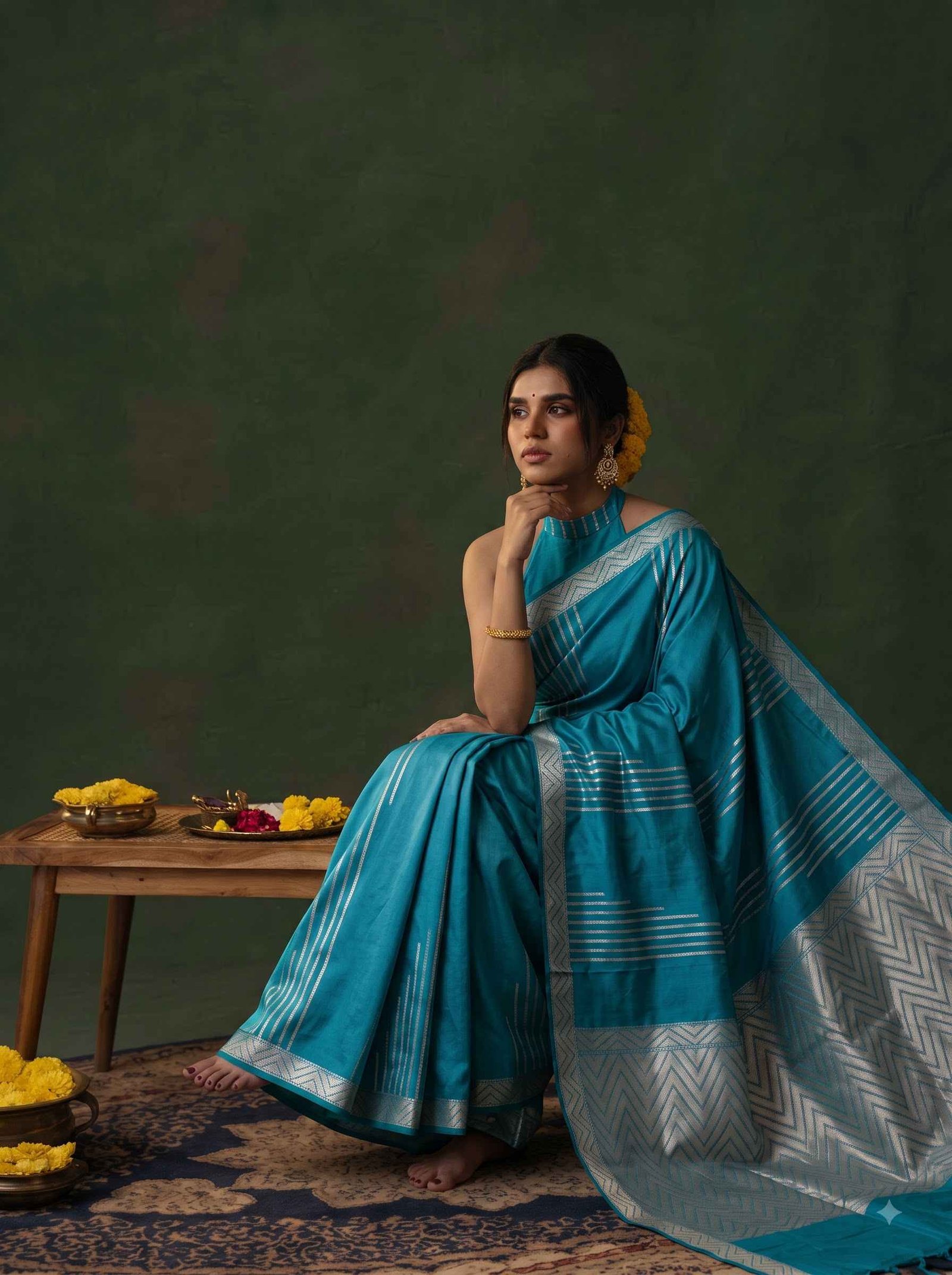 Sky Blue Handwoven Kataan Silk Pure Banarasi Saree