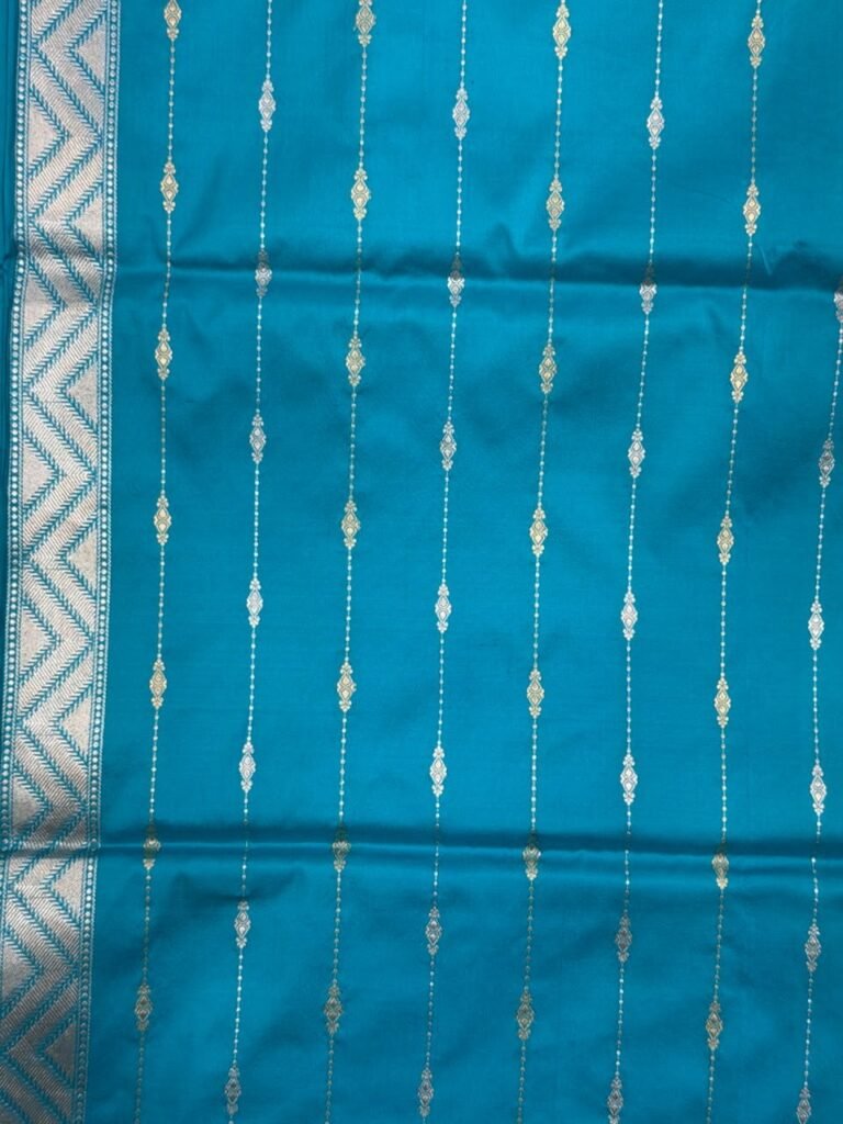 Sky Blue Handwoven Kataan Silk Pure Banarasi Saree