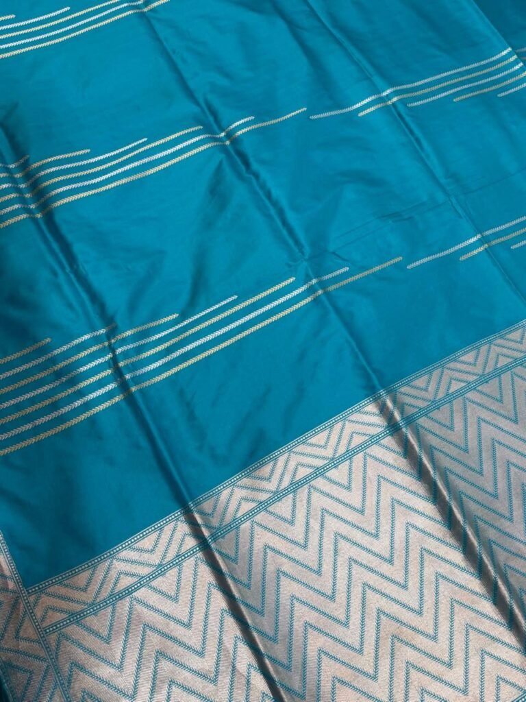 Sky Blue Handwoven Kataan Silk Pure Banarasi Saree