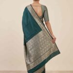 Bottle Green Semi Silk Banarasi Saree
